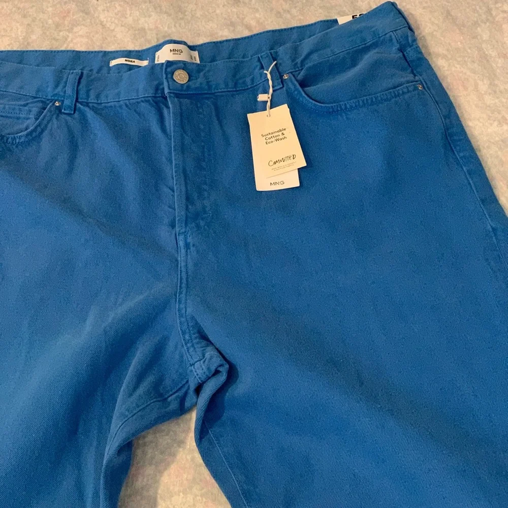 Women Mango Nora Button Fly Wide Leg Flared High Rise Jeans Blue 20 NWT - Picture 9 of 10